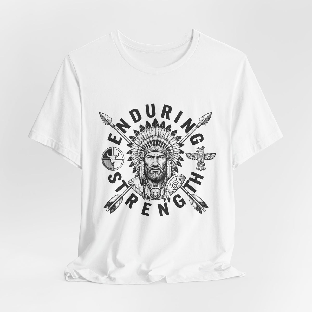 Enduring Strength Graphic Tee — Native American Chief Western Heritage T-Shirt