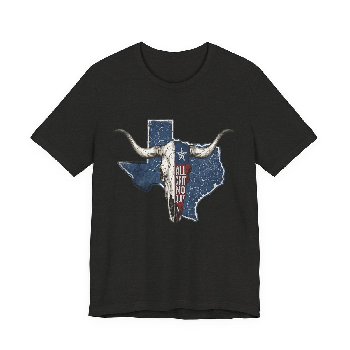 "All Grit No Quit" Texas Longhorn Skull Vintage Flag Tee