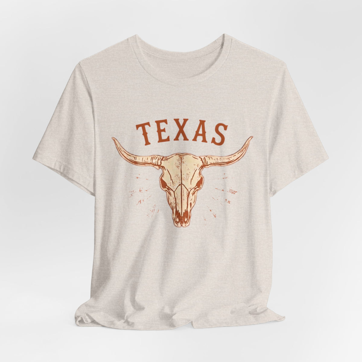 Texas Longhorn Skull T-Shirt — Minimalist Western Graphic Tee, Boho Cowgirl Apparel, Rustic Desert Shirt, Lone Star State Pride Top