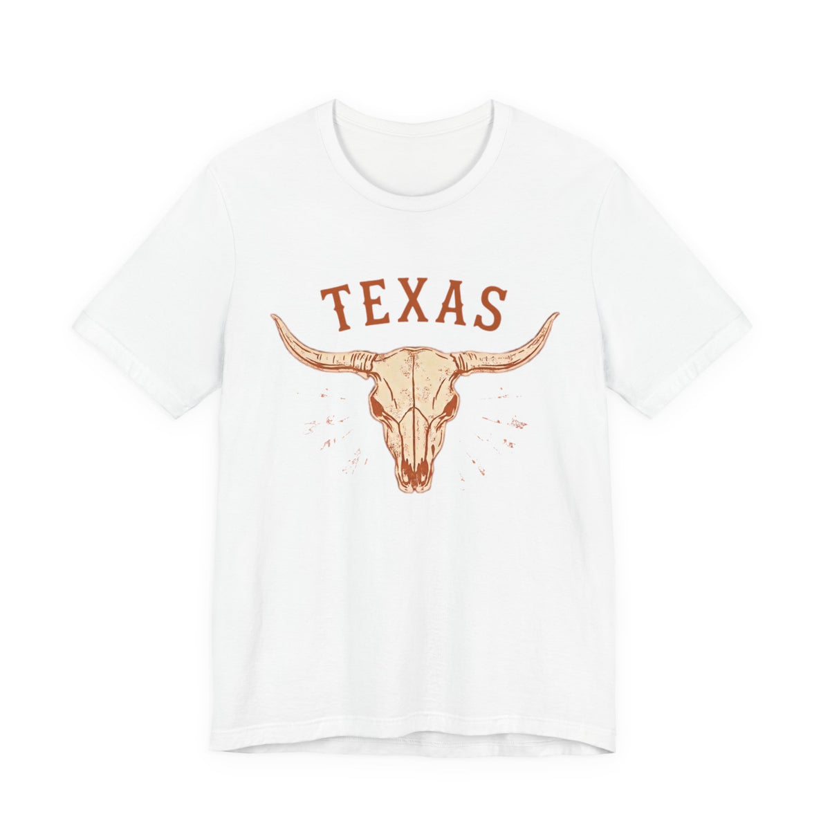 Texas Longhorn Skull T-Shirt — Minimalist Western Graphic Tee, Boho Cowgirl Apparel, Rustic Desert Shirt, Lone Star State Pride Top