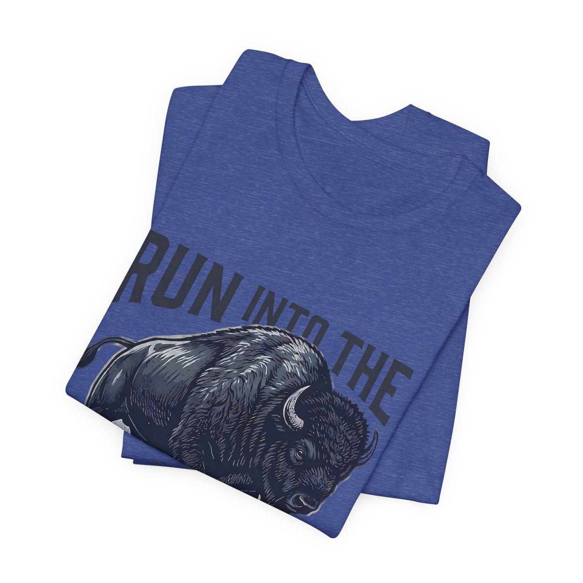 Run Into The Storm Buffalo Tee — Motivational Graphic T‑Shirt