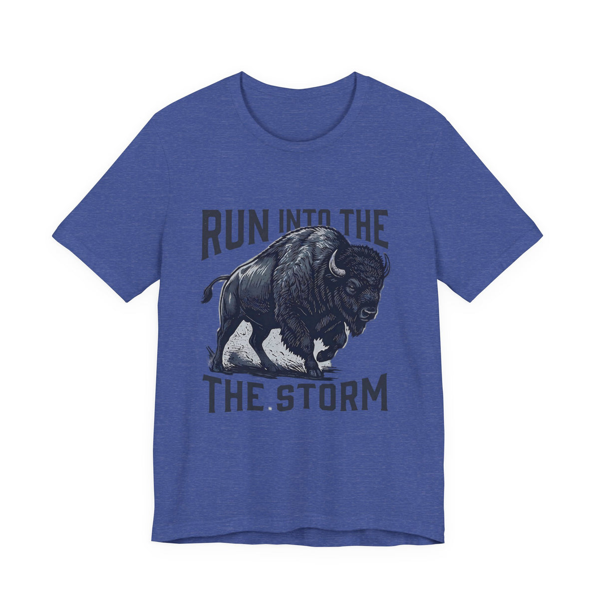 Run Into The Storm Buffalo Tee — Motivational Graphic T‑Shirt