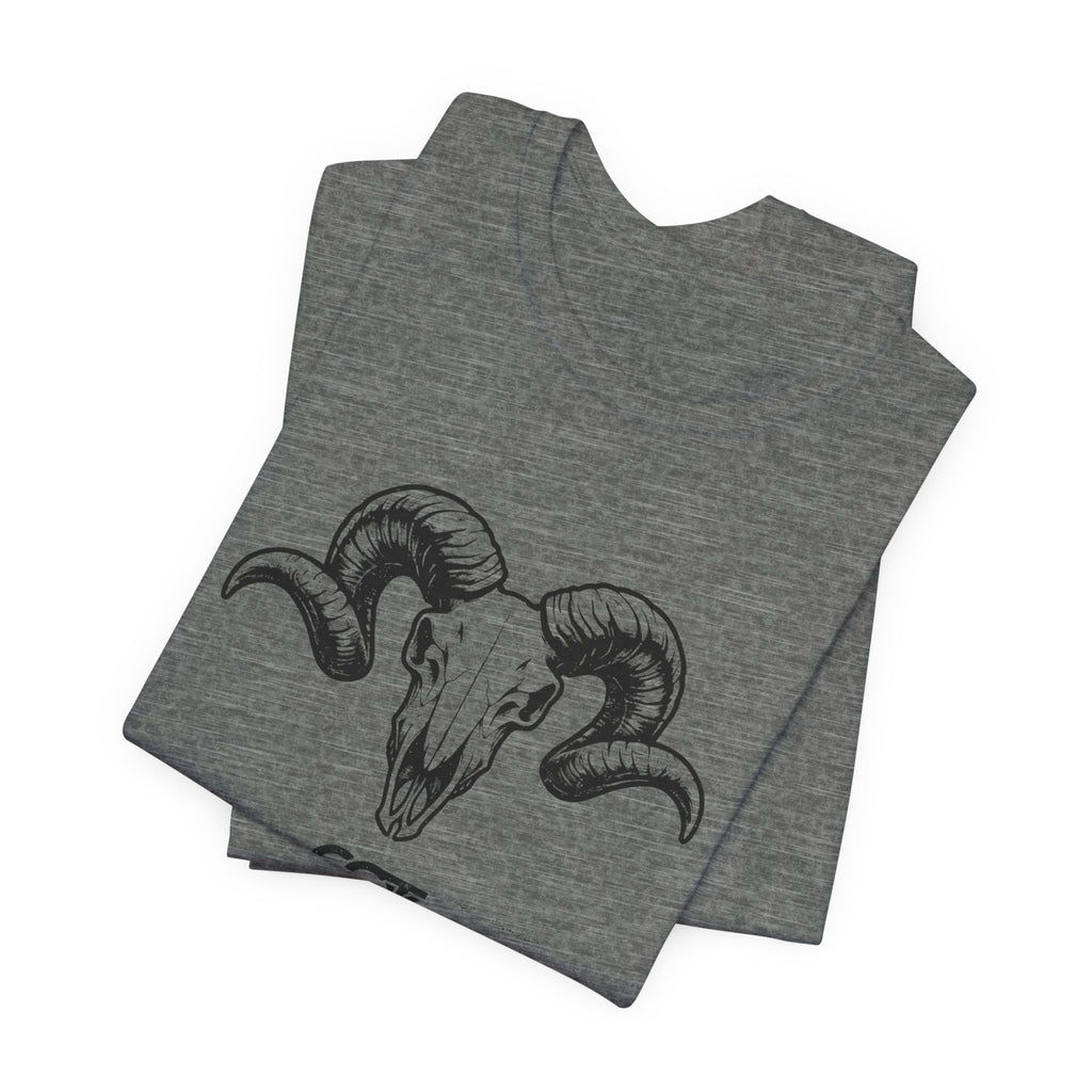 Ram Skull Graphic Tee — "Through Pain Comes Strength" Motivational T-Shirt