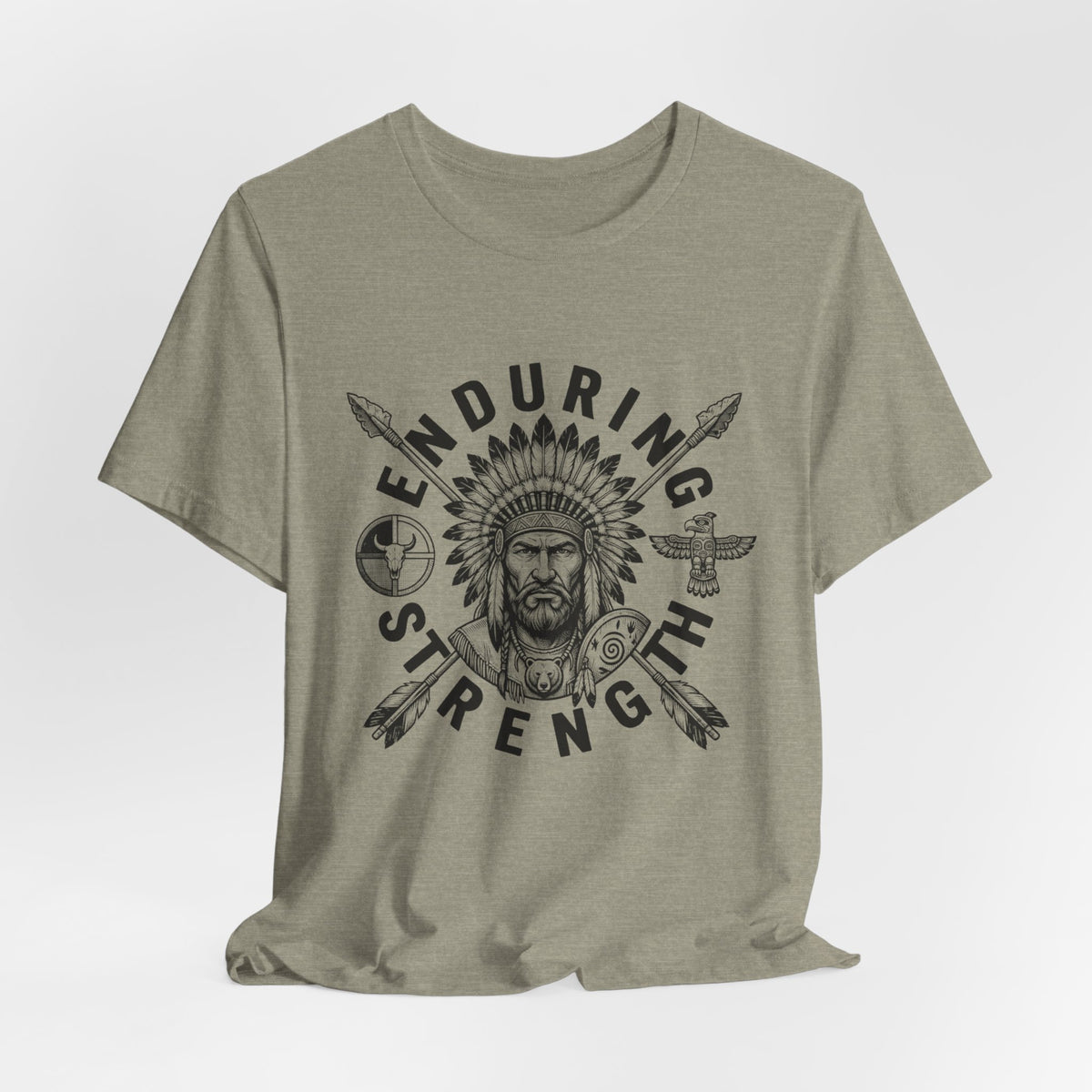 Enduring Strength Graphic Tee — Native American Chief Western Heritage T-Shirt