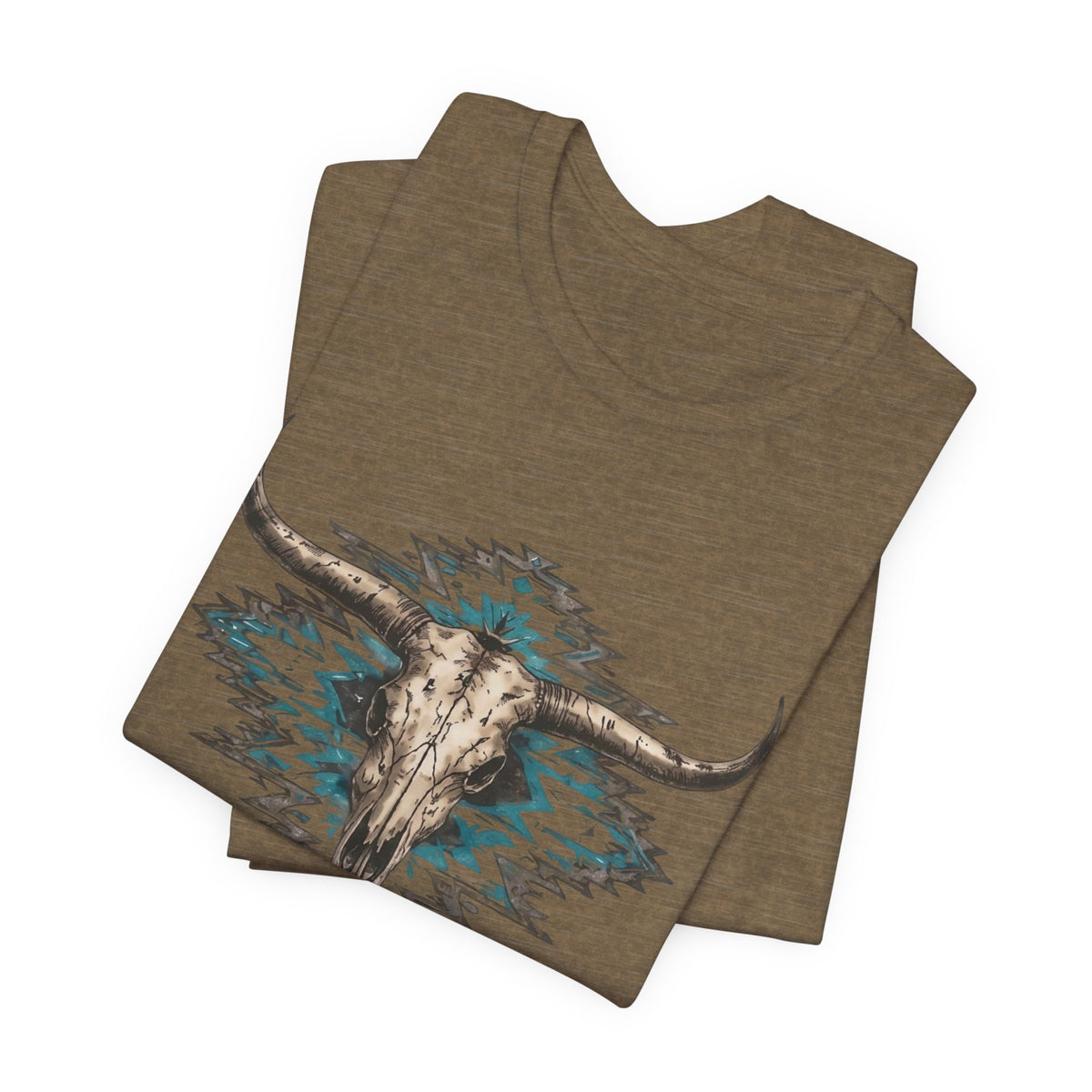 Southwestern Bull Skull Tee — Aztec Pattern Western T-Shirt