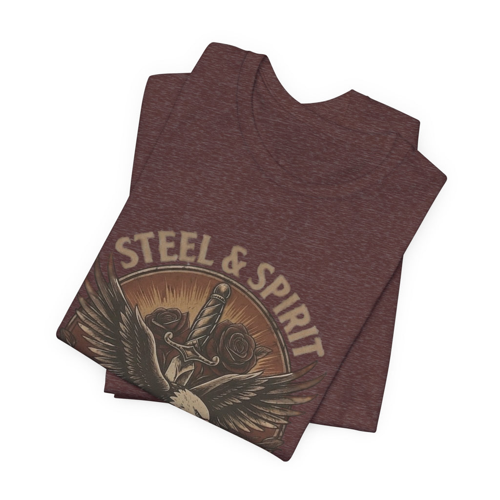 Steel Spirit Eagle T-Shirt — Mechanical Bald Eagle Graphic Tee, Tactical Western Apparel, Rugged Country Style Shirt