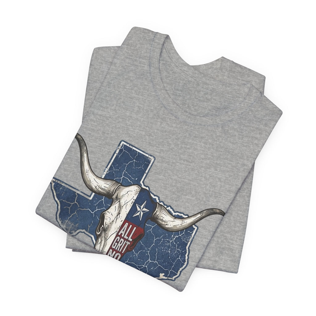 "All Grit No Quit" Texas Longhorn Skull Vintage Flag Tee