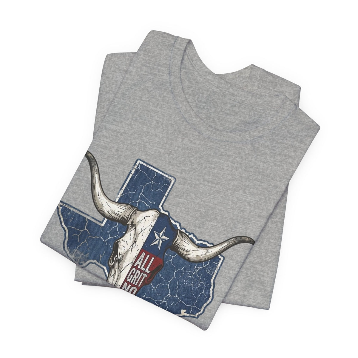 "All Grit No Quit" Texas Longhorn Skull Vintage Flag Tee