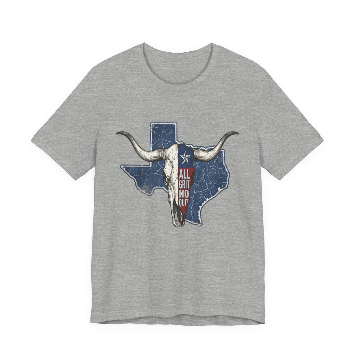 "All Grit No Quit" Texas Longhorn Skull Vintage Flag Tee