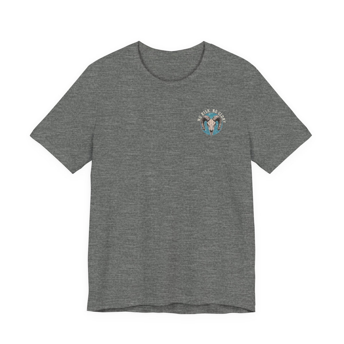 Ram Skull Tee — Vintage Ram Skull Graphic T-Shirt (Back Print: "No Risk No Glory")