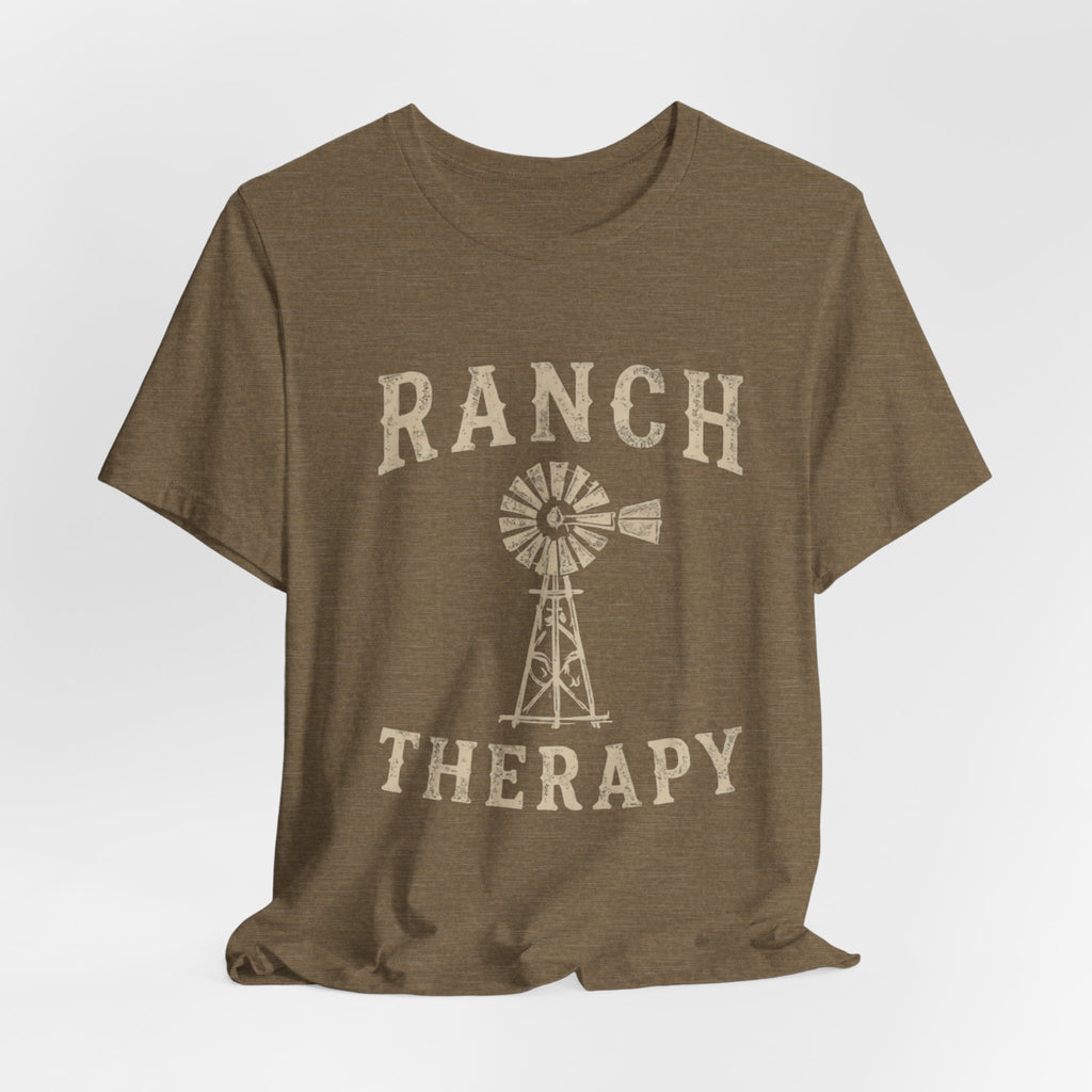 Ranch Therapy T-Shirt — Vintage Windmill Graphic Tee, Farm Life Apparel, Country Western Shirt, Rustic Women's Top, Rural Lifestyle