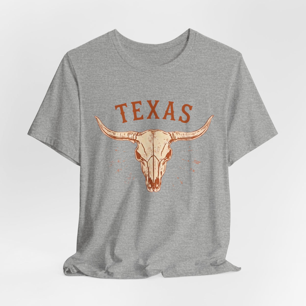Texas Longhorn Skull T-Shirt — Minimalist Western Graphic Tee, Boho Cowgirl Apparel, Rustic Desert Shirt, Lone Star State Pride Top