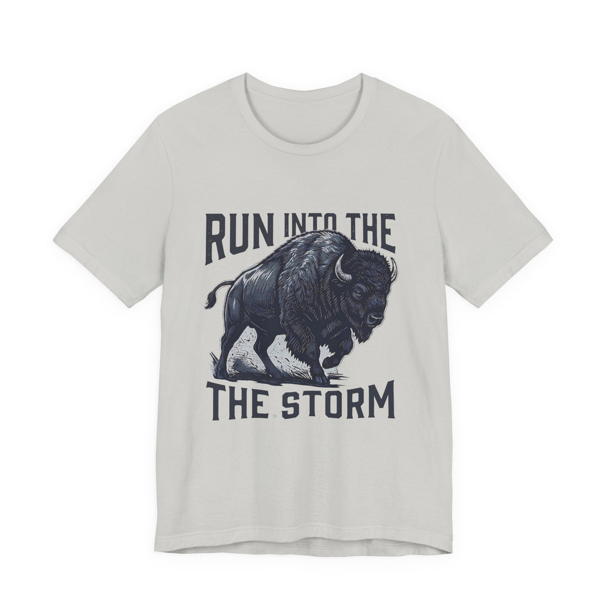 Run Into The Storm Buffalo Tee — Motivational Graphic T‑Shirt