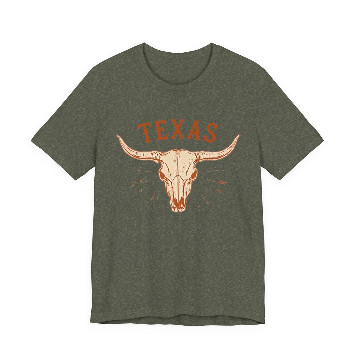 Texas Longhorn Skull T-Shirt — Minimalist Western Graphic Tee, Boho Cowgirl Apparel, Rustic Desert Shirt, Lone Star State Pride Top