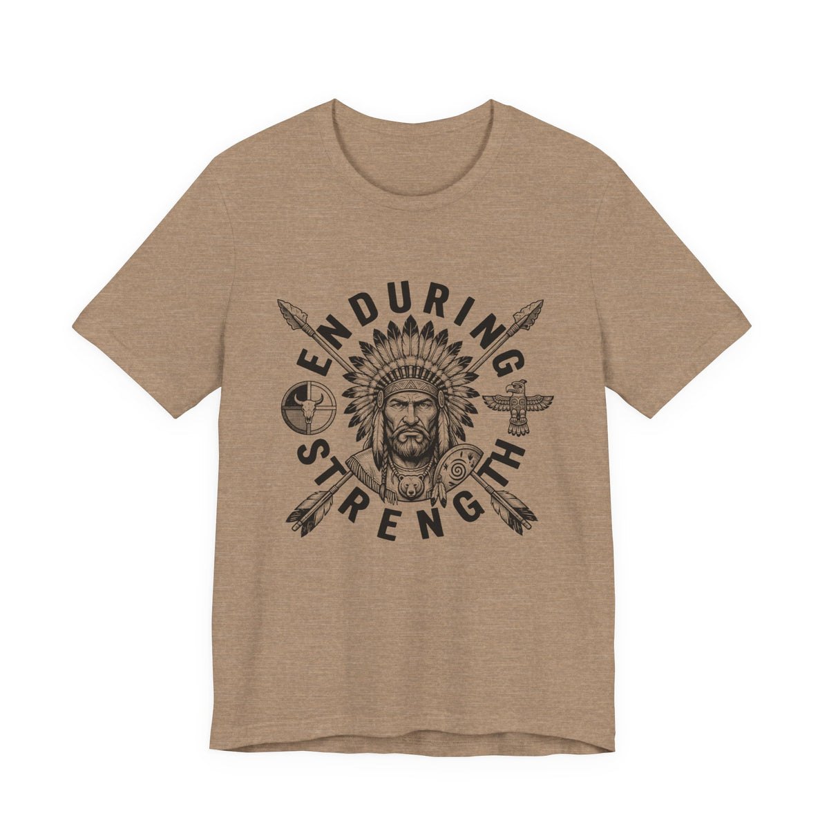 Enduring Strength Graphic Tee — Native American Chief Western Heritage T-Shirt