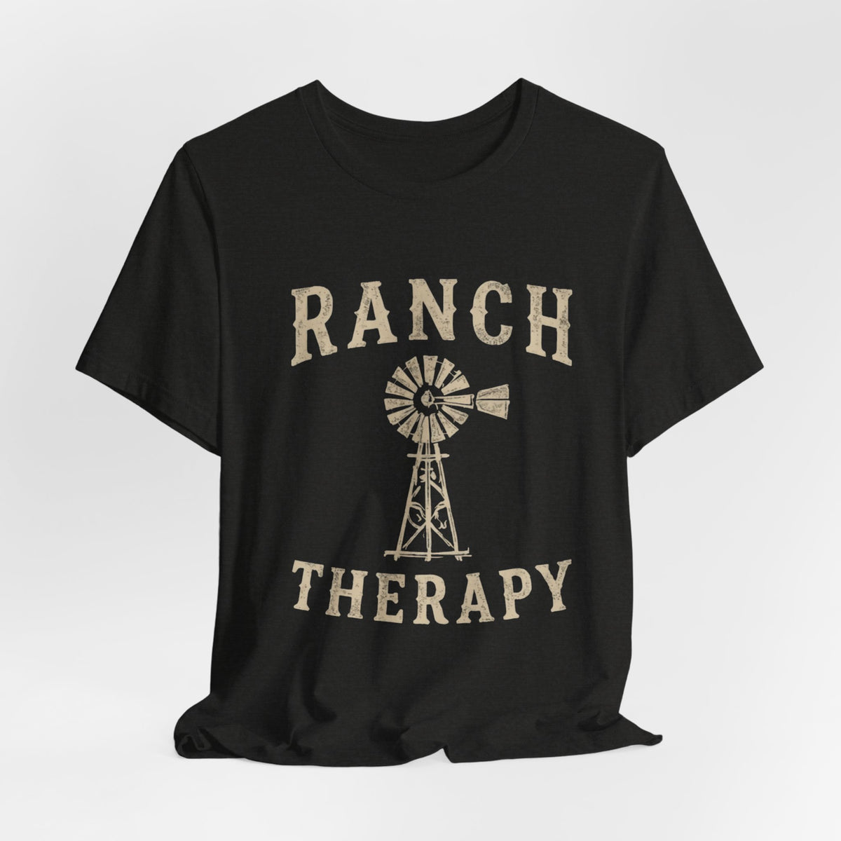 Ranch Therapy T-Shirt — Vintage Windmill Graphic Tee, Farm Life Apparel, Country Western Shirt, Rustic Women's Top, Rural Lifestyle