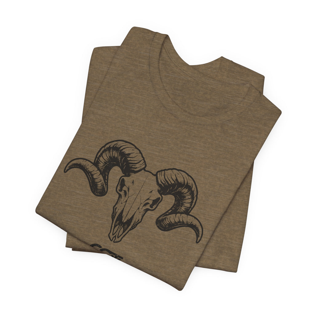 Ram Skull Graphic Tee — "Through Pain Comes Strength" Motivational T-Shirt