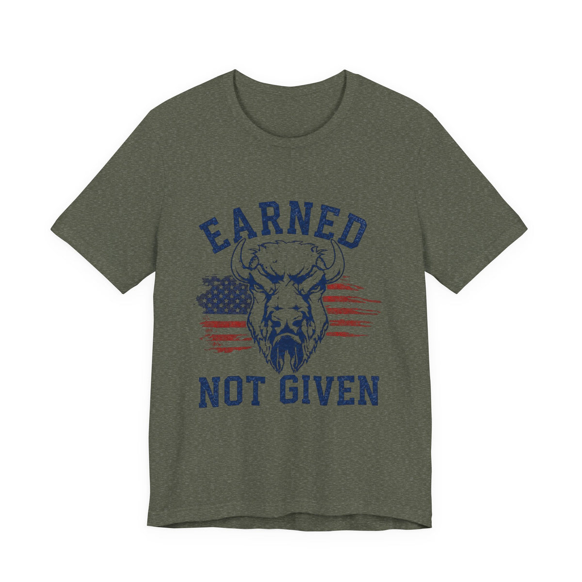 "Earned Not Given" Bull Graphic Patriotic Motivational Tee