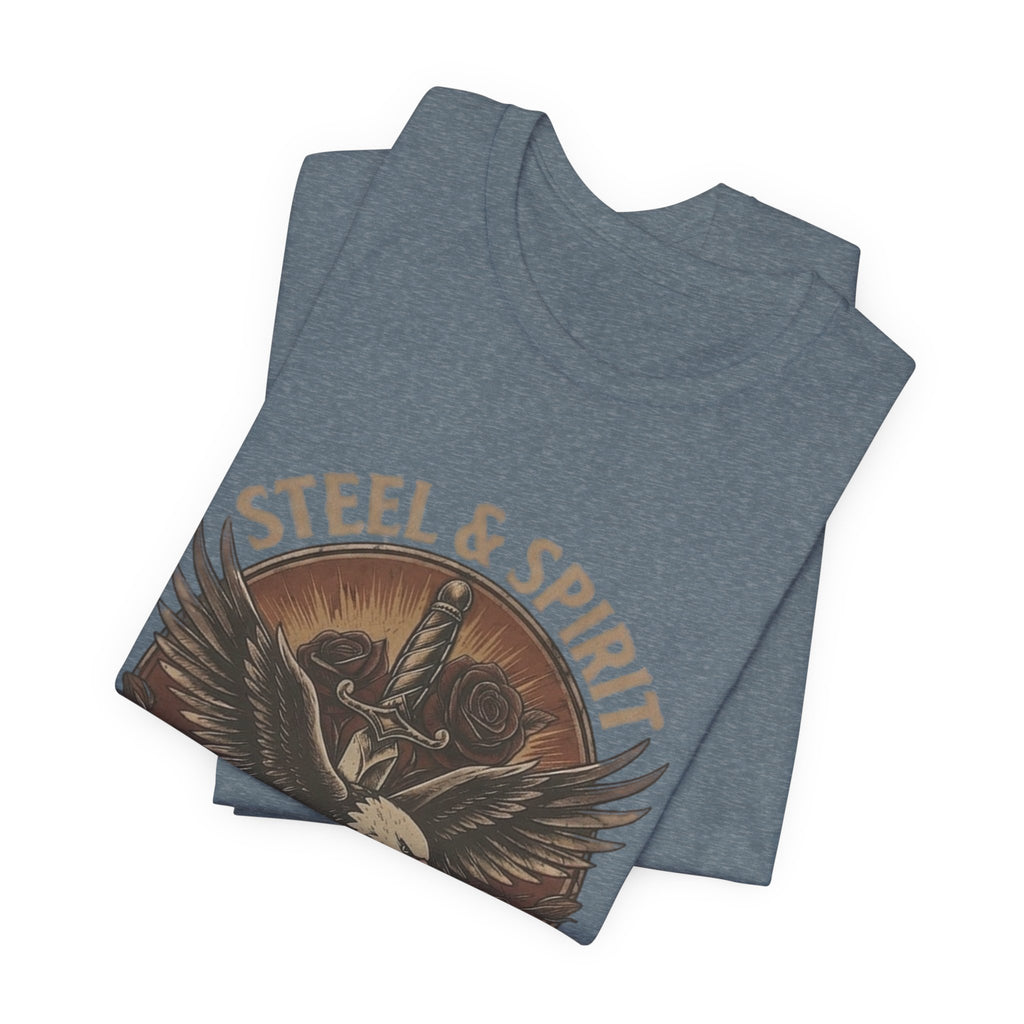 Steel Spirit Eagle T-Shirt — Mechanical Bald Eagle Graphic Tee, Tactical Western Apparel, Rugged Country Style Shirt