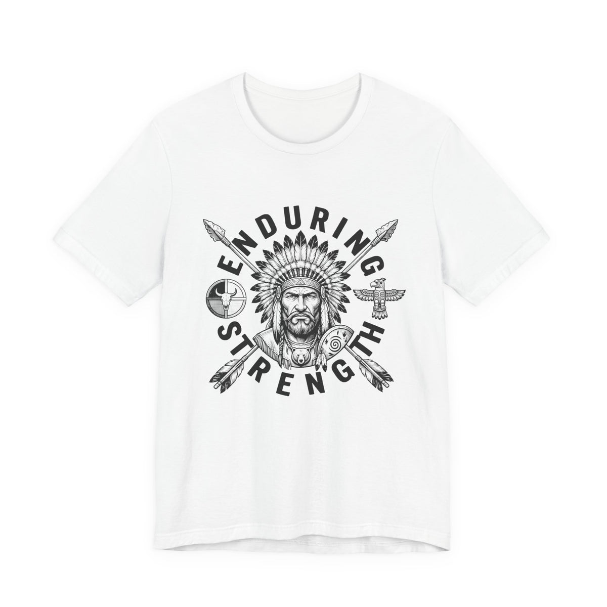 Enduring Strength Graphic Tee — Native American Chief Western Heritage T-Shirt