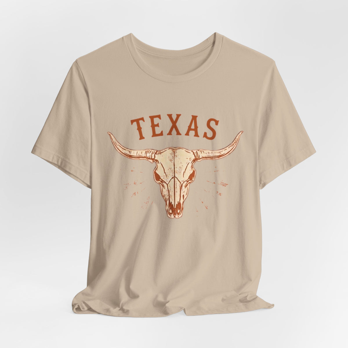 Texas Longhorn Skull T-Shirt — Minimalist Western Graphic Tee, Boho Cowgirl Apparel, Rustic Desert Shirt, Lone Star State Pride Top