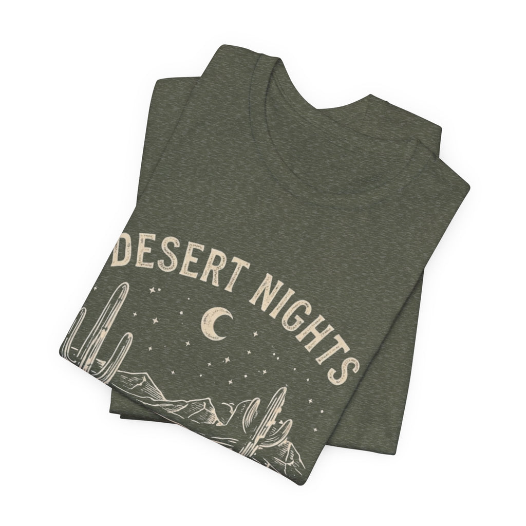 Desert Nights & Town Lights T-Shirt — Cactus Graphic Tee, Western Night Sky Apparel, Boho Desert Shirt, Country Music Top