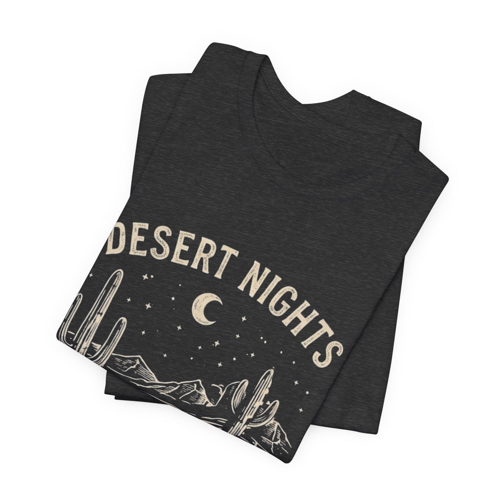 Desert Nights & Town Lights T-Shirt — Cactus Graphic Tee, Western Night Sky Apparel, Boho Desert Shirt, Country Music Top