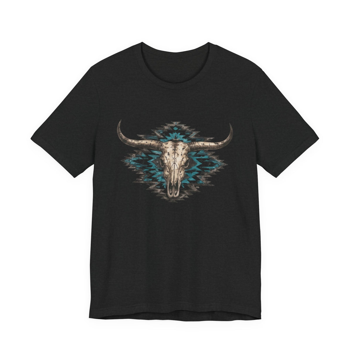 Southwestern Bull Skull Tee — Aztec Pattern Western T-Shirt