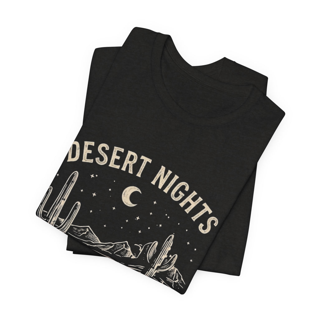 Desert Nights & Town Lights T-Shirt — Cactus Graphic Tee, Western Night Sky Apparel, Boho Desert Shirt, Country Music Top