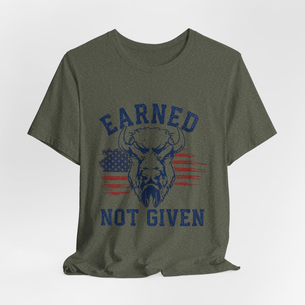 "Earned Not Given" Bull Graphic Patriotic Motivational Tee
