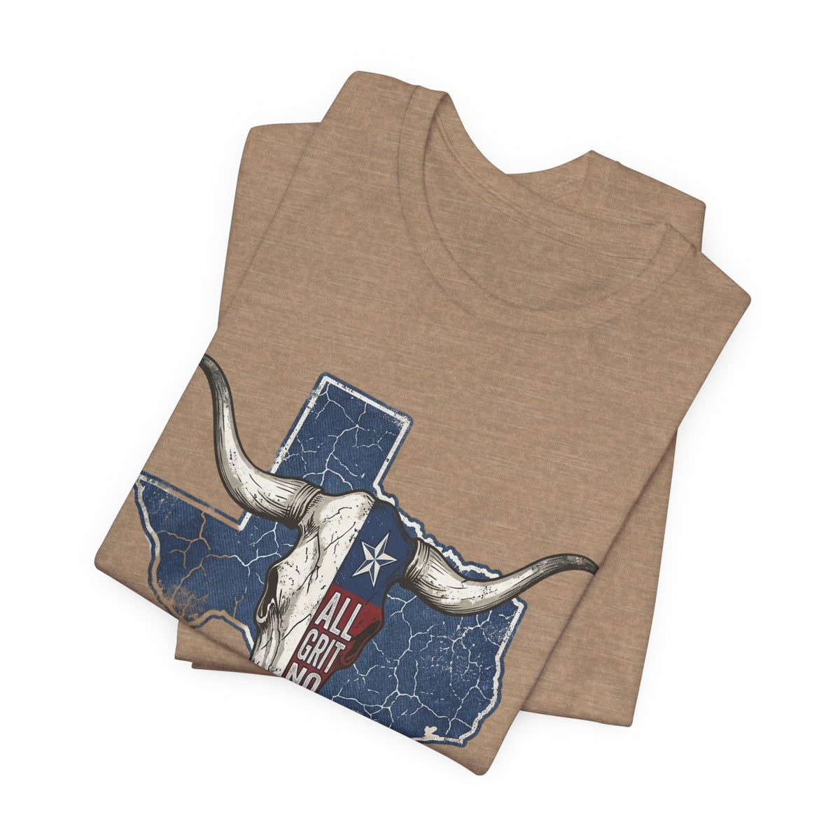 "All Grit No Quit" Texas Longhorn Skull Vintage Flag Tee