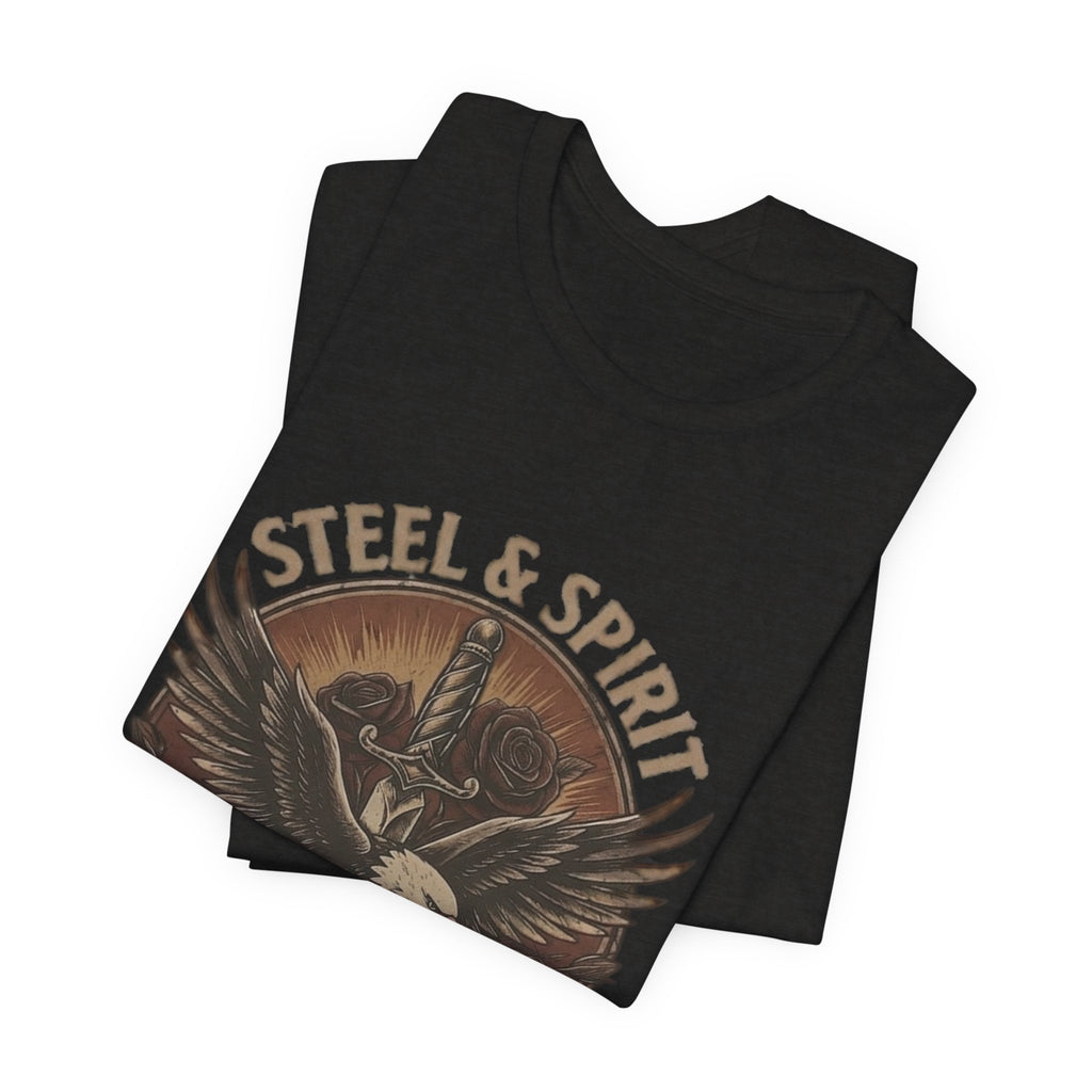 Steel Spirit Eagle T-Shirt — Mechanical Bald Eagle Graphic Tee, Tactical Western Apparel, Rugged Country Style Shirt