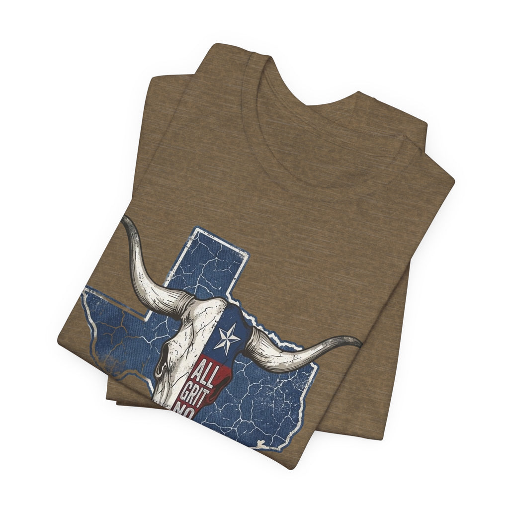 "All Grit No Quit" Texas Longhorn Skull Vintage Flag Tee