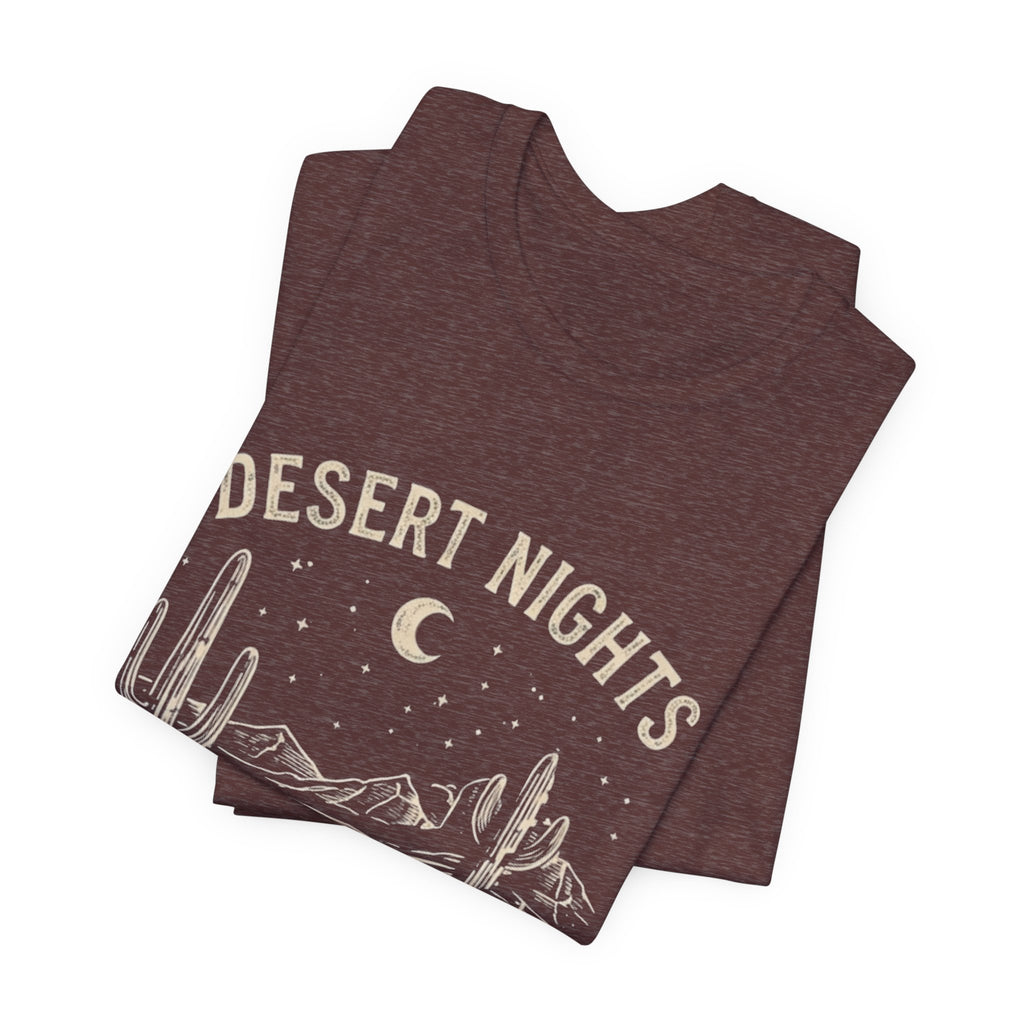 Desert Nights & Town Lights T-Shirt — Cactus Graphic Tee, Western Night Sky Apparel, Boho Desert Shirt, Country Music Top