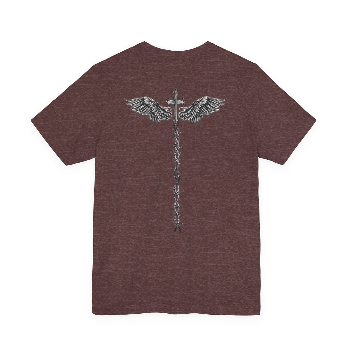 Winged Caduceus Cross T‑Shirt — Gothic Angel Wings Medical Staff Tee