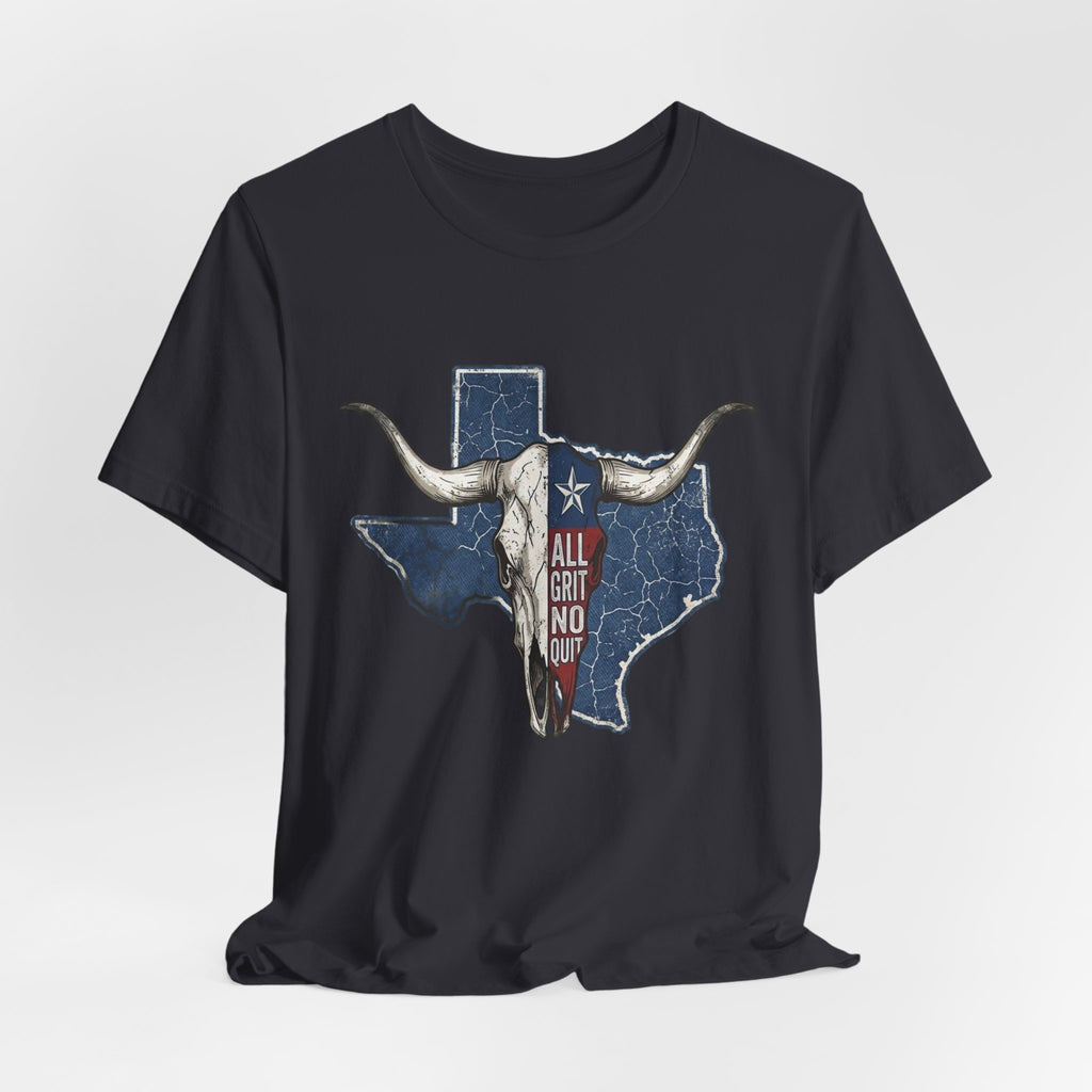 "All Grit No Quit" Texas Longhorn Skull Vintage Flag Tee