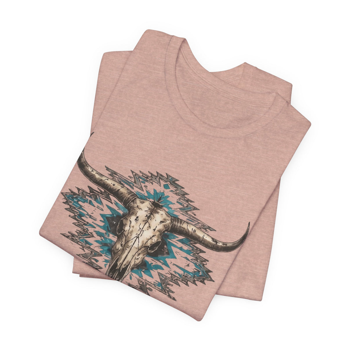 Southwestern Bull Skull Tee — Aztec Pattern Western T-Shirt