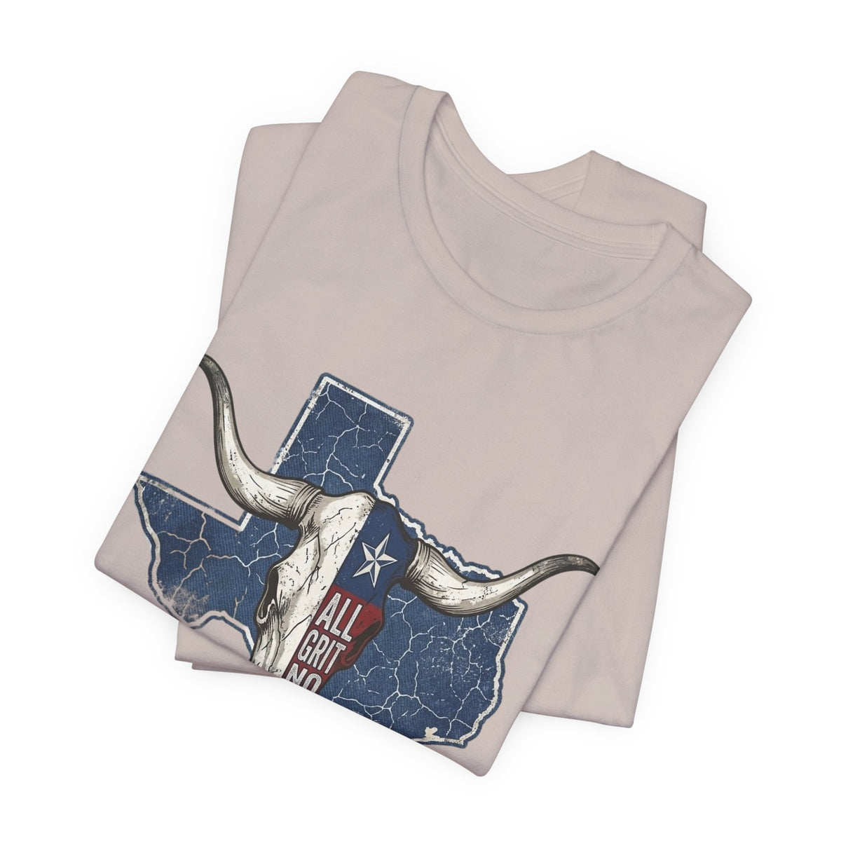 "All Grit No Quit" Texas Longhorn Skull Vintage Flag Tee