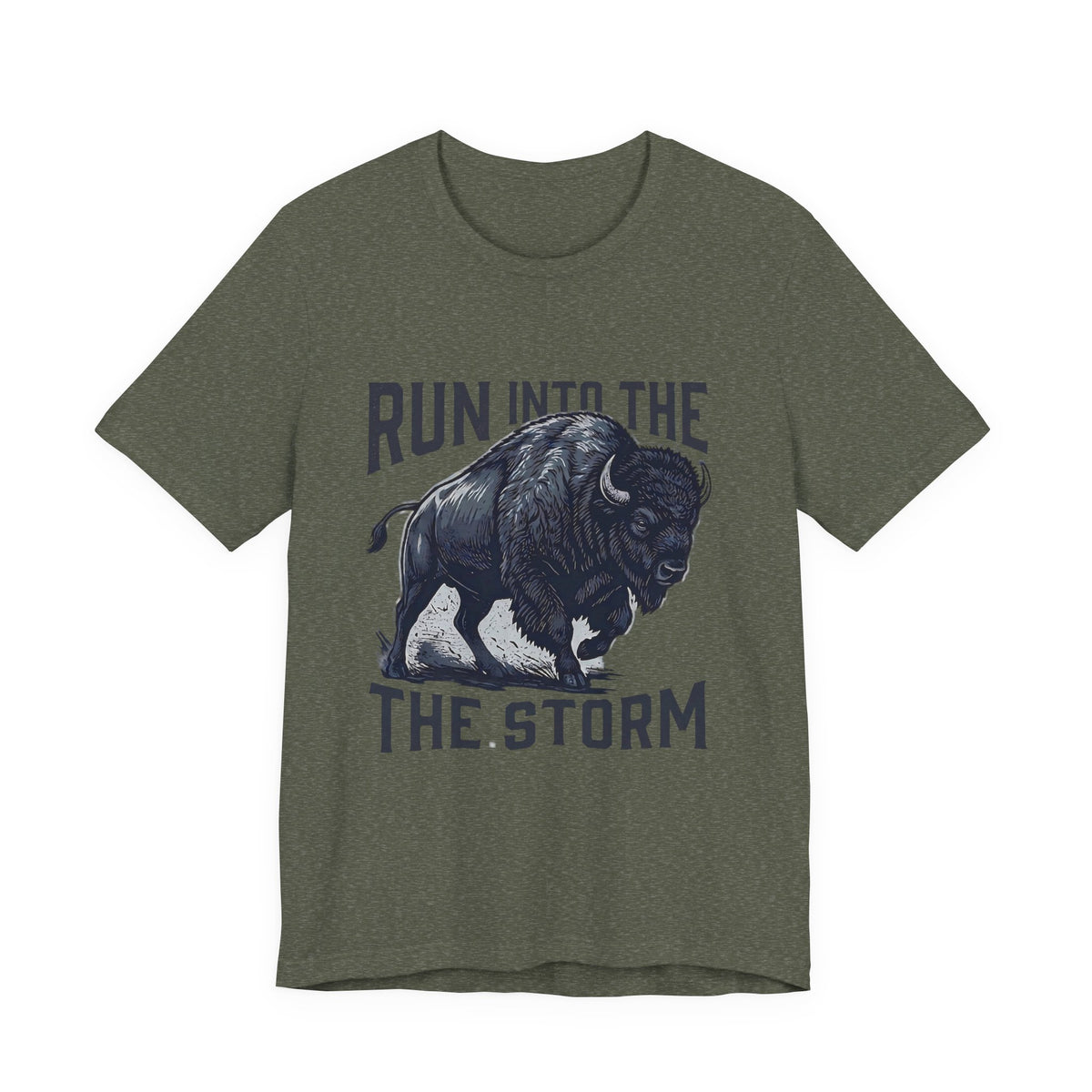 Run Into The Storm Buffalo Tee — Motivational Graphic T‑Shirt
