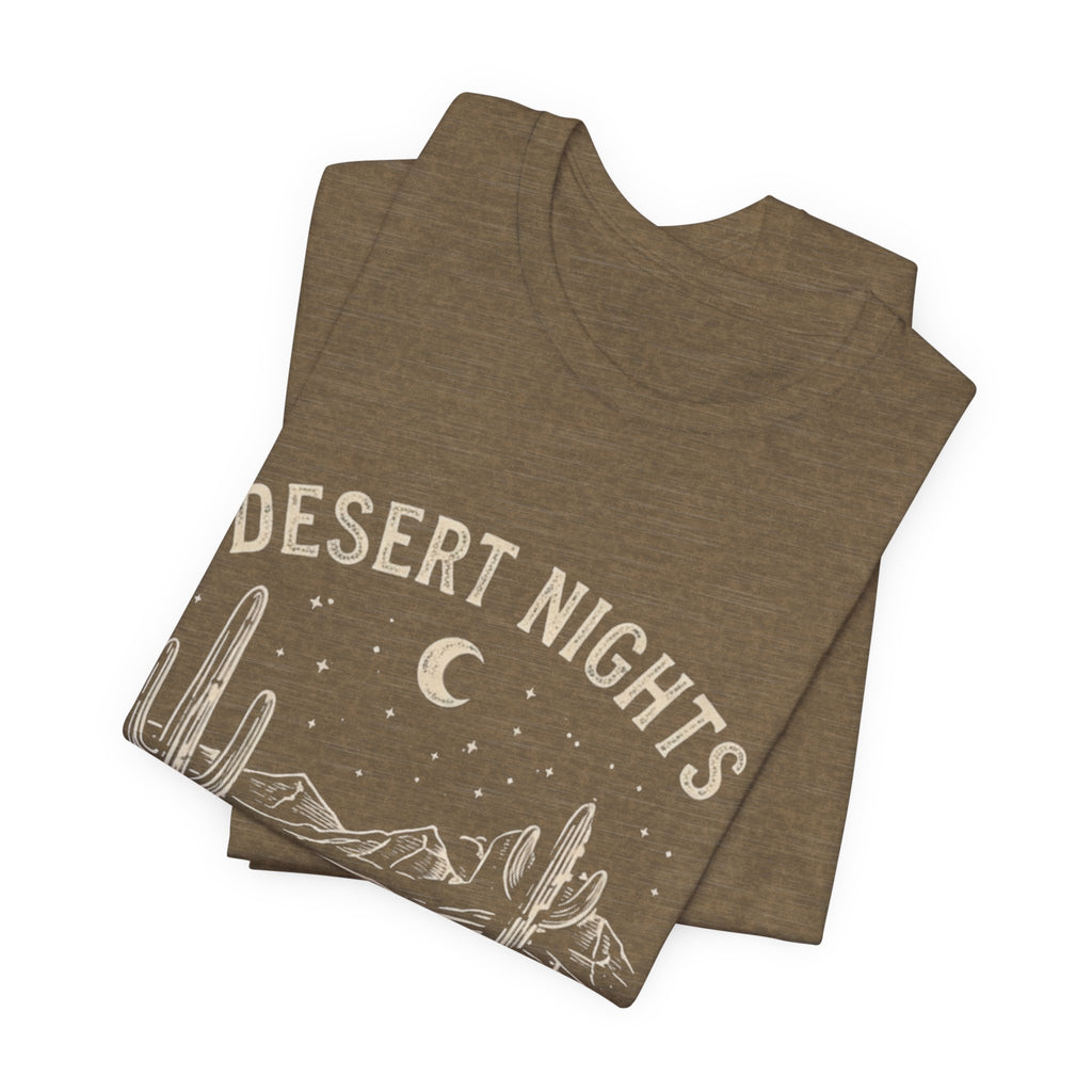 Desert Nights & Town Lights T-Shirt — Cactus Graphic Tee, Western Night Sky Apparel, Boho Desert Shirt, Country Music Top