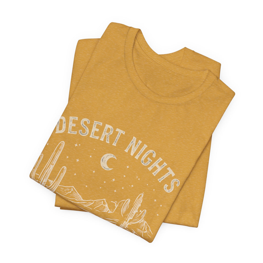 Desert Nights & Town Lights T-Shirt — Cactus Graphic Tee, Western Night Sky Apparel, Boho Desert Shirt, Country Music Top