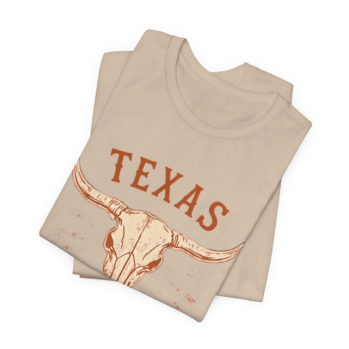 Texas Longhorn Skull T-Shirt — Minimalist Western Graphic Tee, Boho Cowgirl Apparel, Rustic Desert Shirt, Lone Star State Pride Top