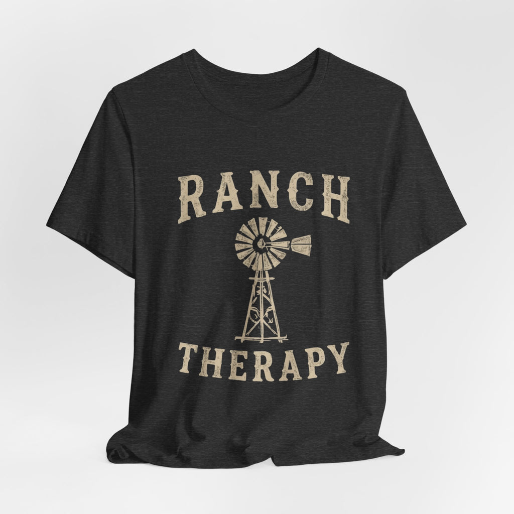 Ranch Therapy T-Shirt — Vintage Windmill Graphic Tee, Farm Life Apparel, Country Western Shirt, Rustic Women's Top, Rural Lifestyle