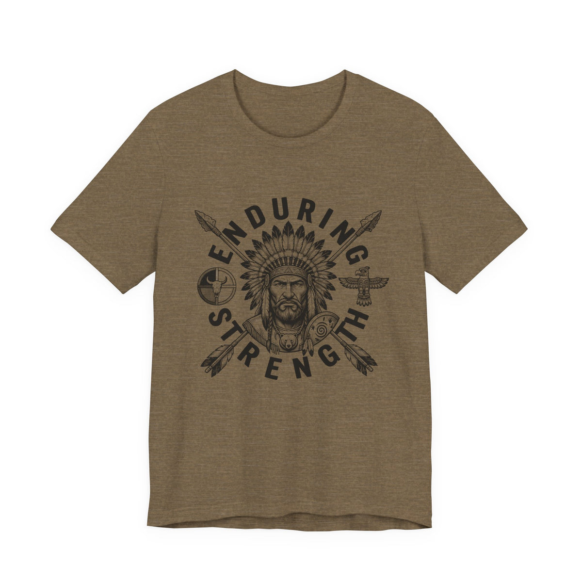 Enduring Strength Graphic Tee — Native American Chief Western Heritage T-Shirt