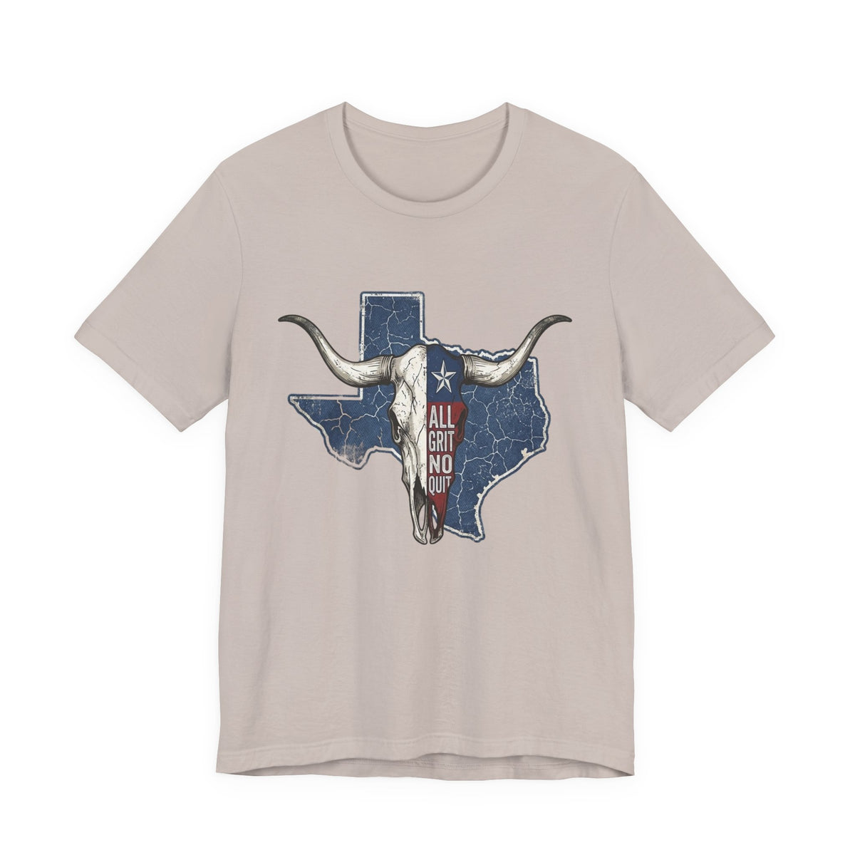 "All Grit No Quit" Texas Longhorn Skull Vintage Flag Tee