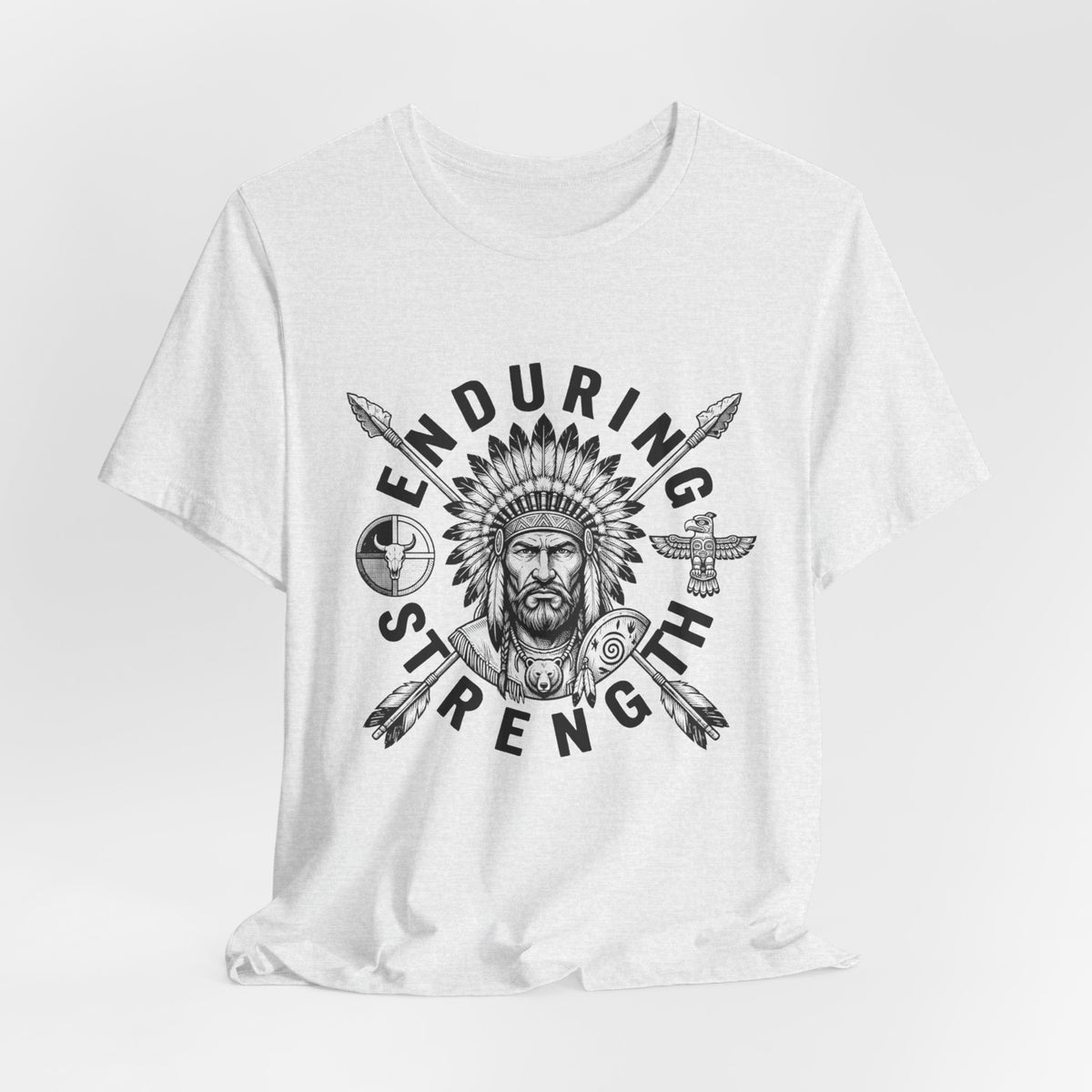 Enduring Strength Graphic Tee — Native American Chief Western Heritage T-Shirt