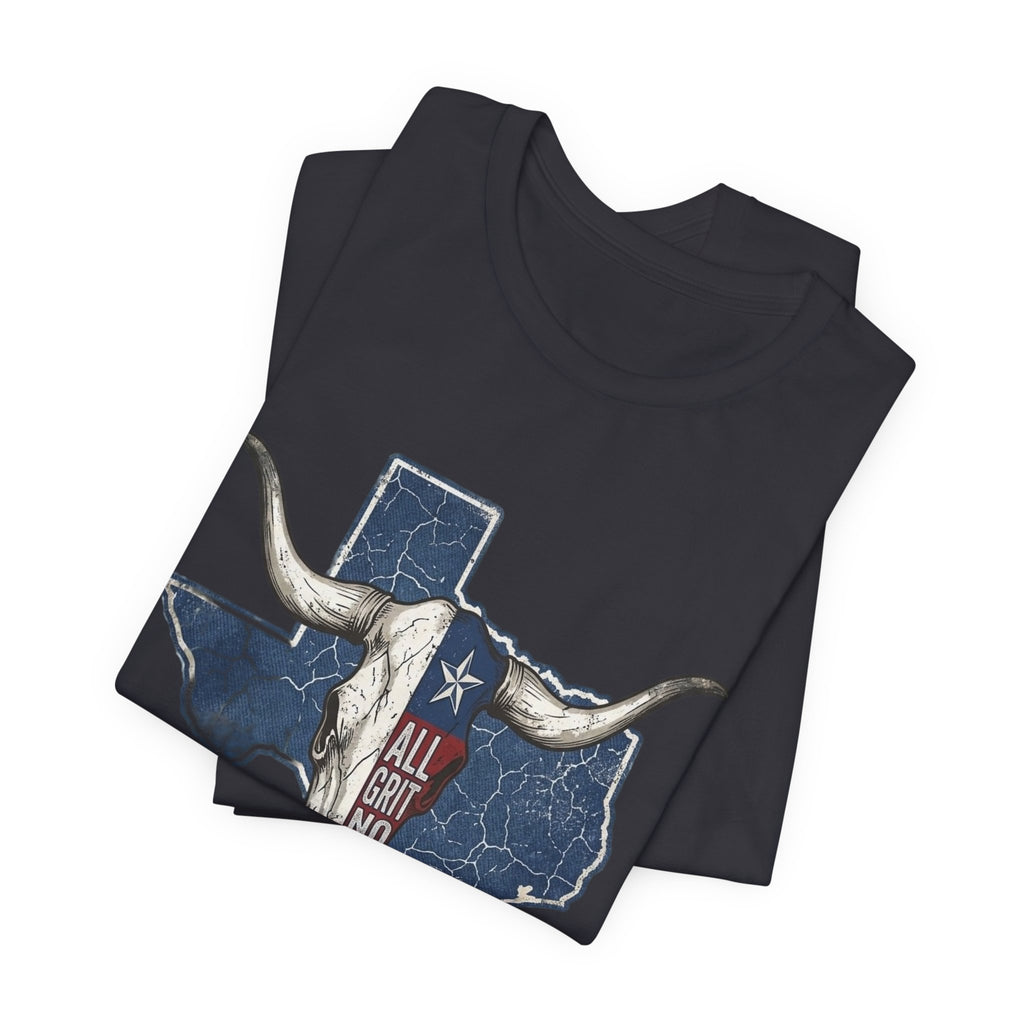 "All Grit No Quit" Texas Longhorn Skull Vintage Flag Tee
