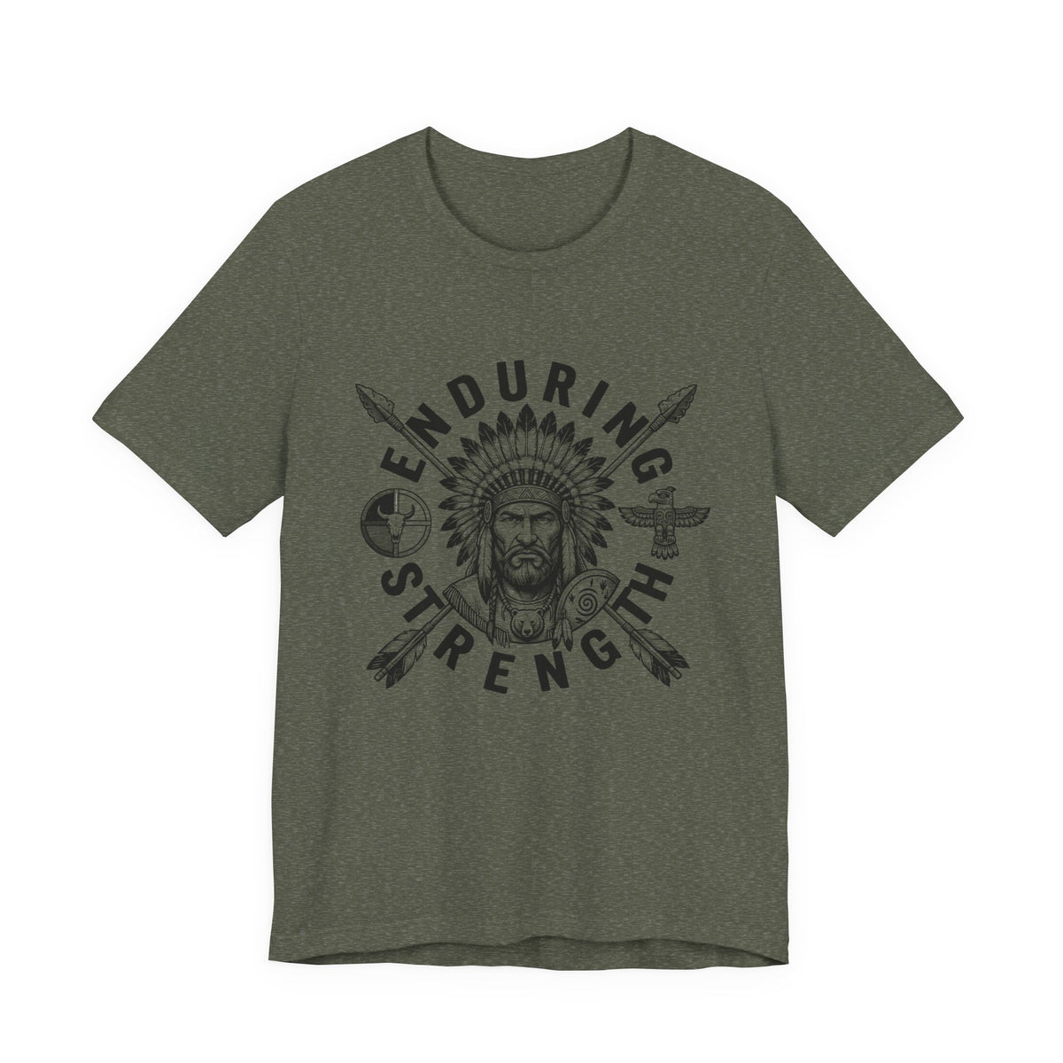 Enduring Strength Graphic Tee — Native American Chief Western Heritage T-Shirt