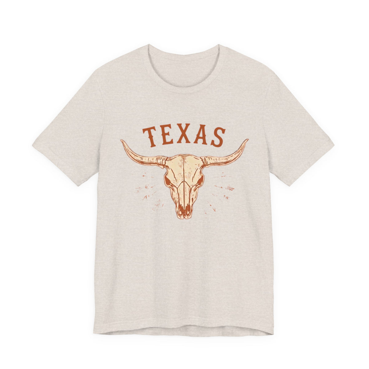 Texas Longhorn Skull T-Shirt — Minimalist Western Graphic Tee, Boho Cowgirl Apparel, Rustic Desert Shirt, Lone Star State Pride Top
