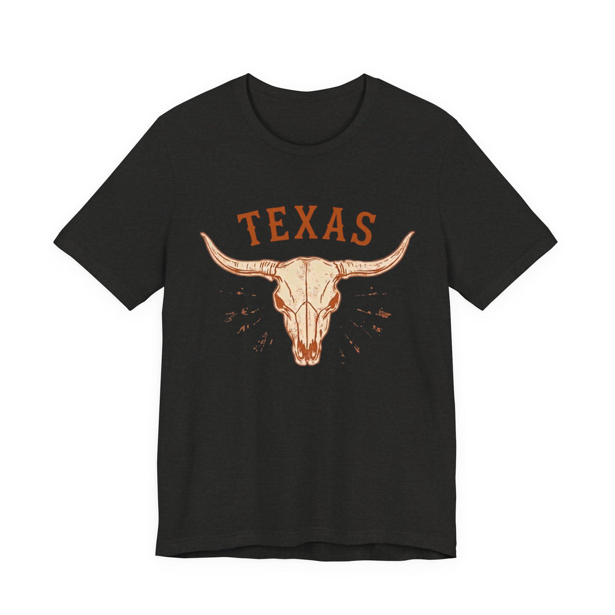 Texas Longhorn Skull T-Shirt — Minimalist Western Graphic Tee, Boho Cowgirl Apparel, Rustic Desert Shirt, Lone Star State Pride Top